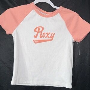 Roxy Kids' Coral and White Raglan Tee